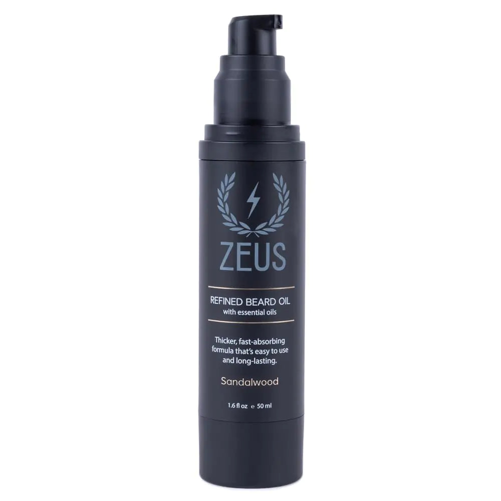 ZEUS Refined Beard Oil Leave In Conditioner Oil for a Softer Beard & Mustache -Made in USA (Sandalwood) 1.6 oz.