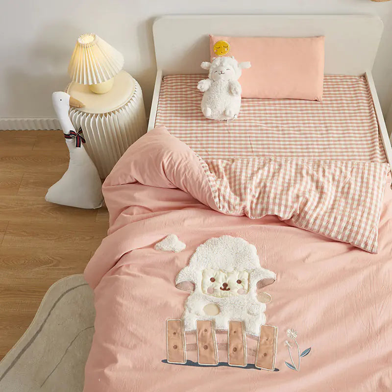 Kinderbettwäscheset mit Stickerei aus Baumwolle (6-teilig) 