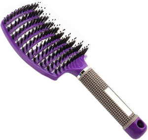 Boar Bristle Hair Brush Set – Curved and Vented Detangling Hair Brush (Purple) - Theresa omotese