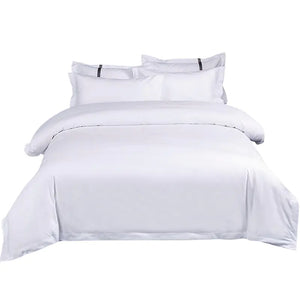 Luxury Hotel Bedding Set - 60s Cotton, White Satin