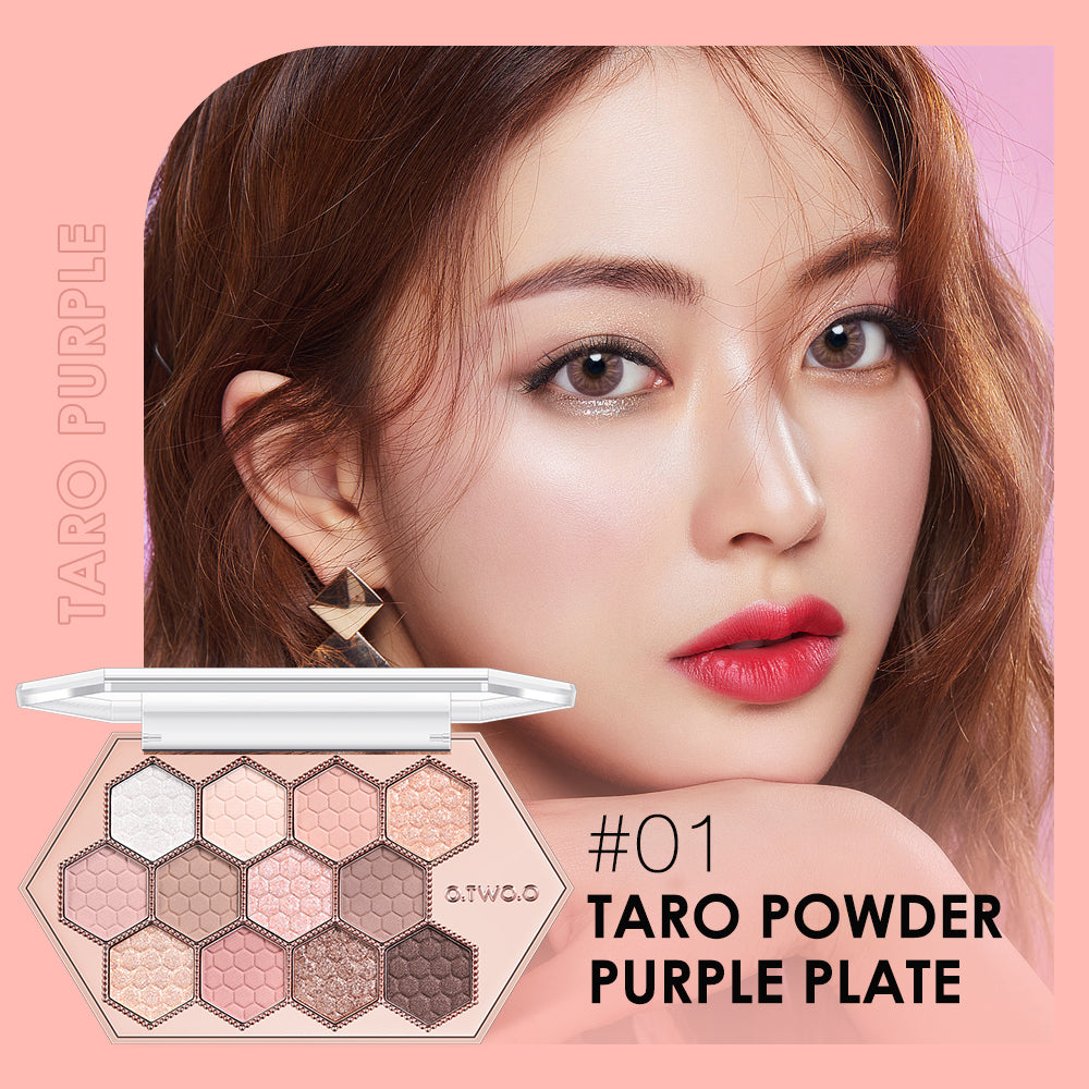 Honeycomb Hexagonal Star Diamond Lidschatten-Palette Taro Powder Honey Earth Lidschatten Natürliches Highlight 12 Farben