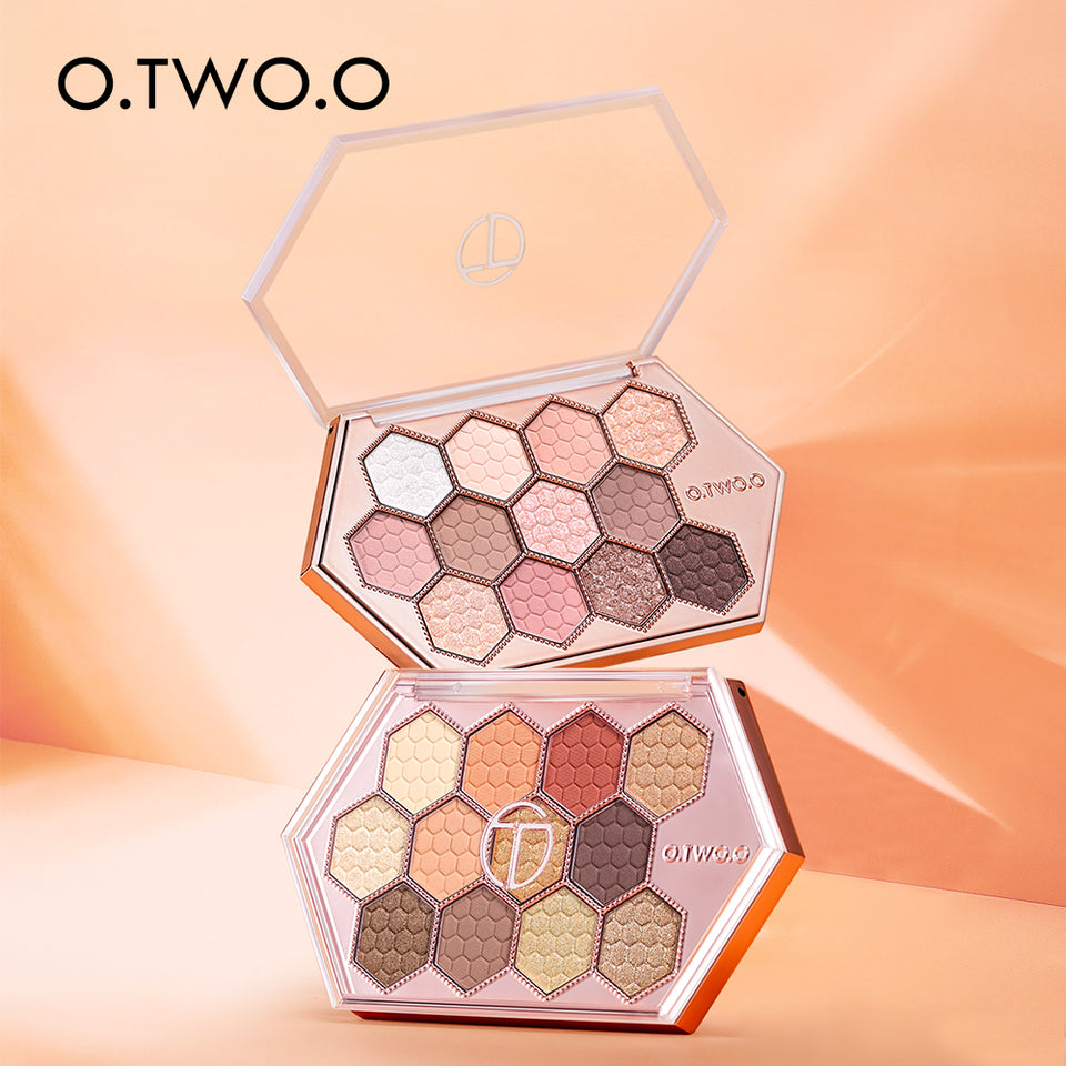 Honeycomb Hexagonal Star Diamond Lidschatten-Palette Taro Powder Honey Earth Lidschatten Natürliches Highlight 12 Farben