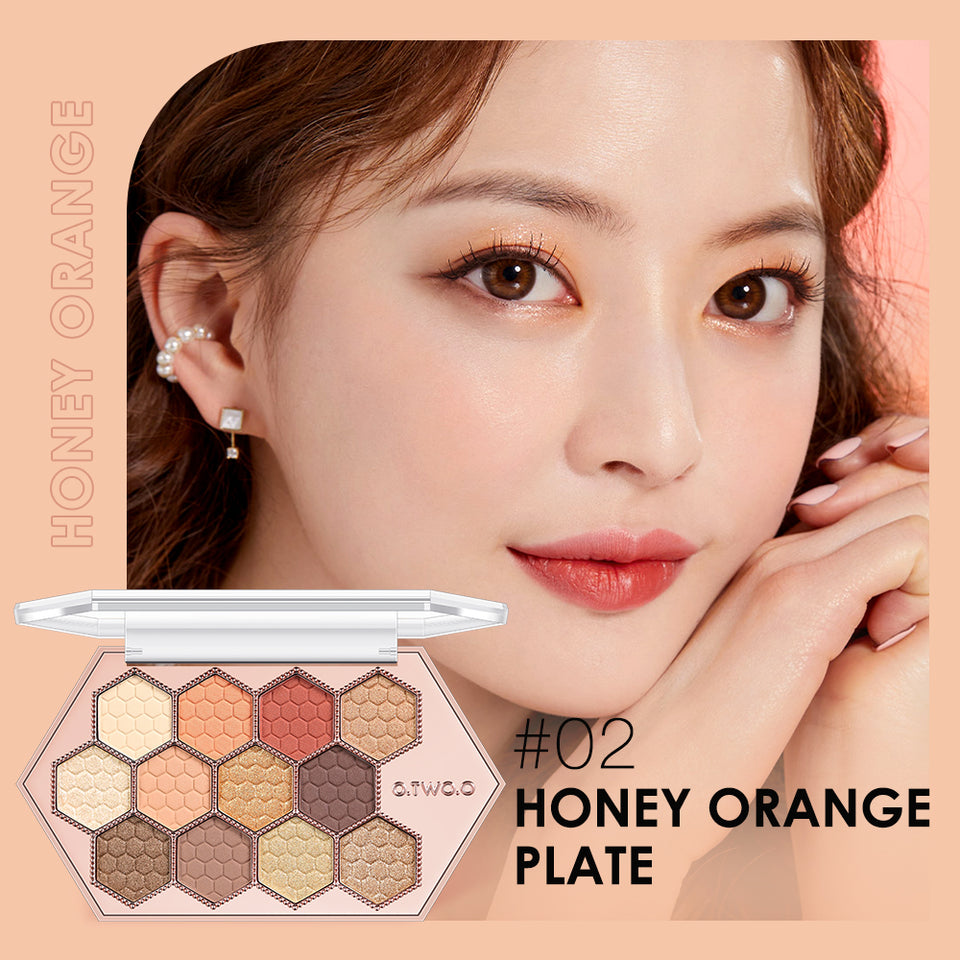 Honeycomb Hexagonal Star Diamond Lidschatten-Palette Taro Powder Honey Earth Lidschatten Natürliches Highlight 12 Farben