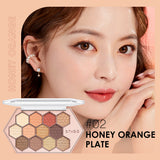 Honeycomb Hexagonal Star Diamond Lidschatten-Palette Taro Powder Honey Earth Lidschatten Natürliches Highlight 12 Farben