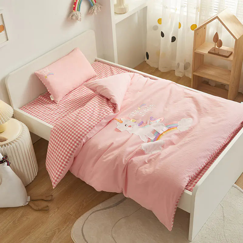 Kinderbettwäscheset mit Stickerei aus Baumwolle (6-teilig) 