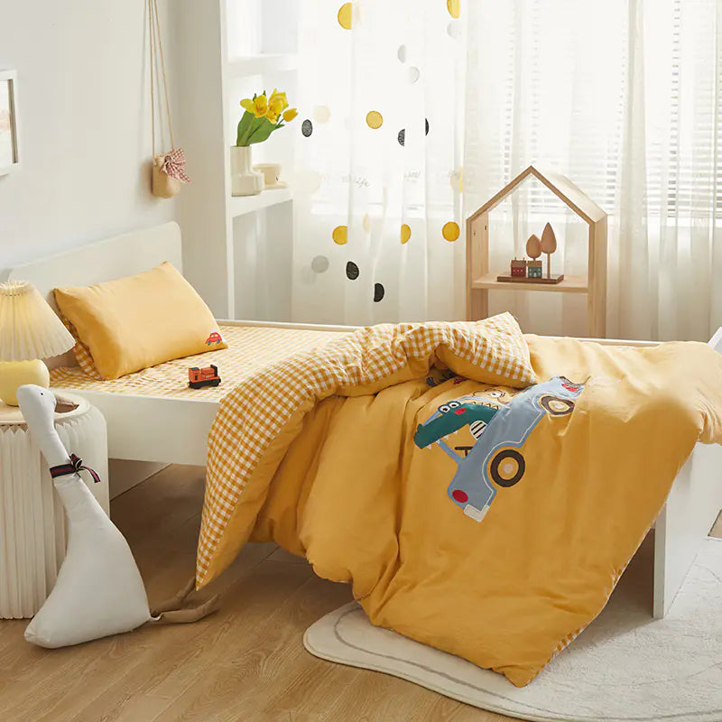 Kinderbettwäscheset mit Stickerei aus Baumwolle (6-teilig) 