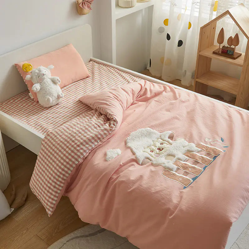 Kinderbettwäscheset mit Stickerei aus Baumwolle (6-teilig) 