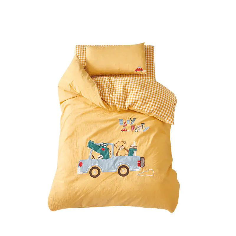 Kinderbettwäscheset mit Stickerei aus Baumwolle (6-teilig) 