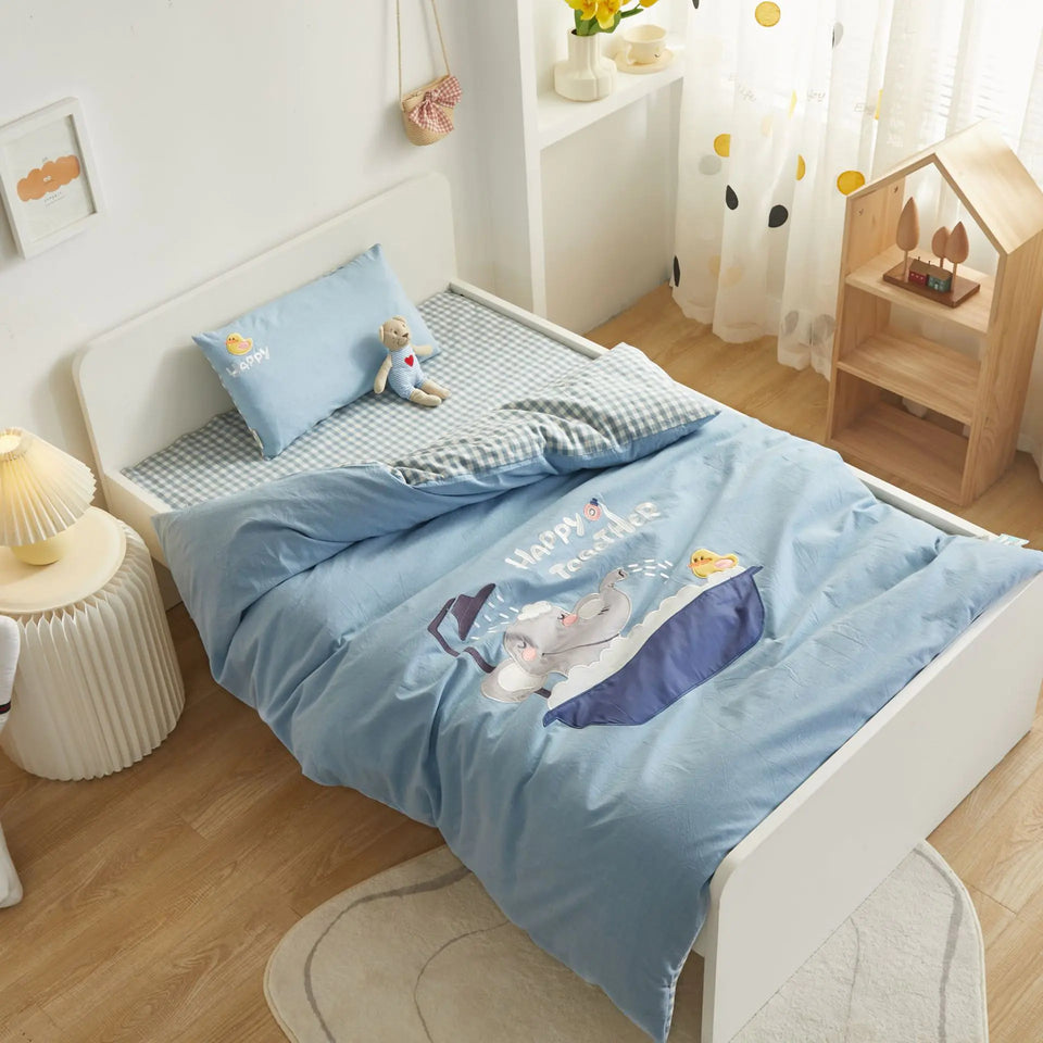 Kinderbettwäscheset mit Stickerei aus Baumwolle (6-teilig) 