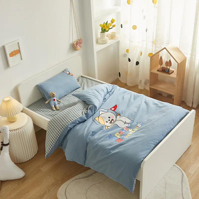Kinderbettwäscheset mit Stickerei aus Baumwolle (6-teilig) 